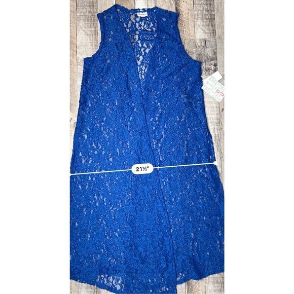 Lularoe Blue Lace Long Kimono Duster Open Cardigan SMALL Bohemian Crochet NWT - Picture 6 of 12